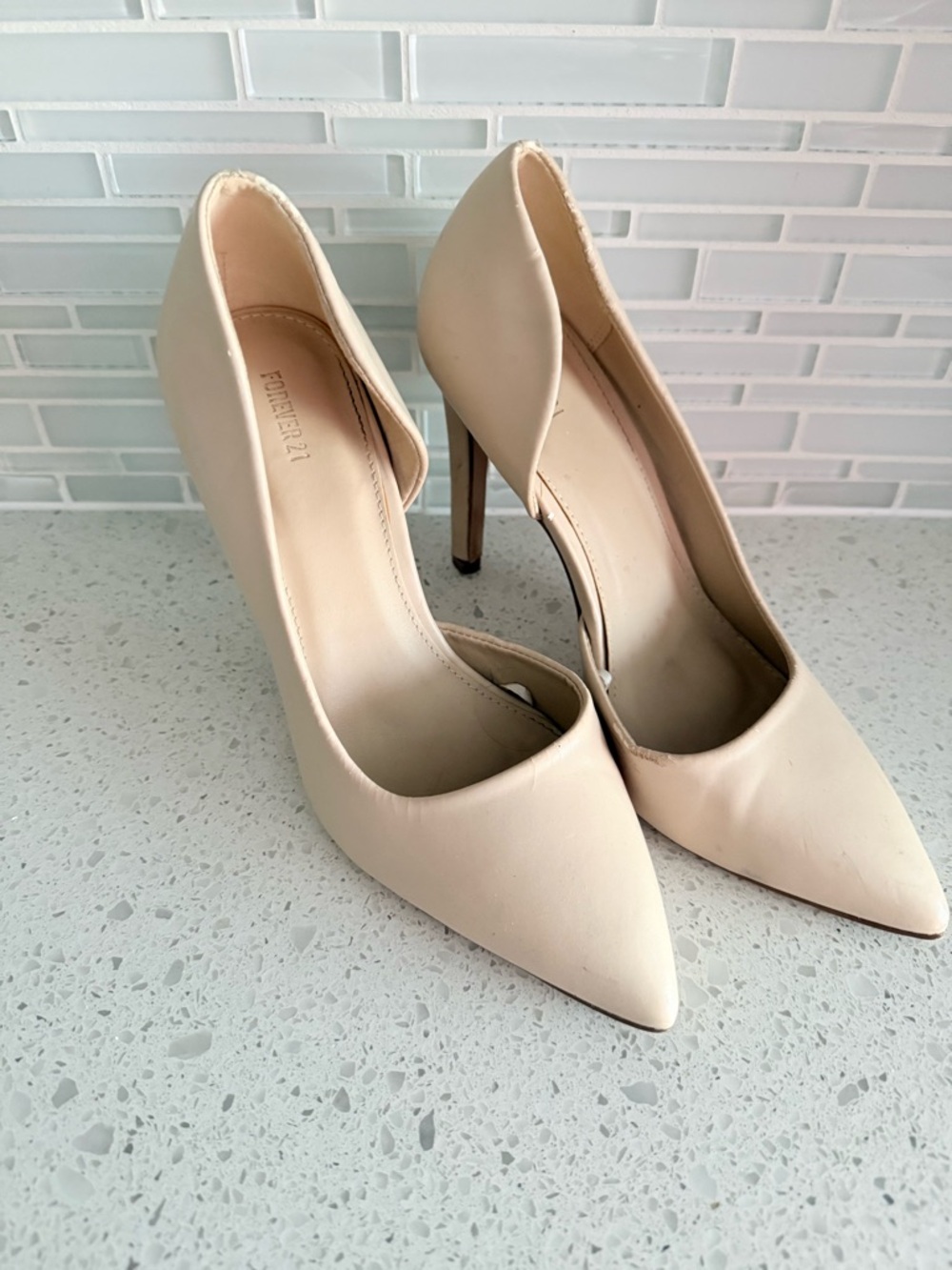 Forever 21 Beige Pointed-Toe Stiletto Pumps